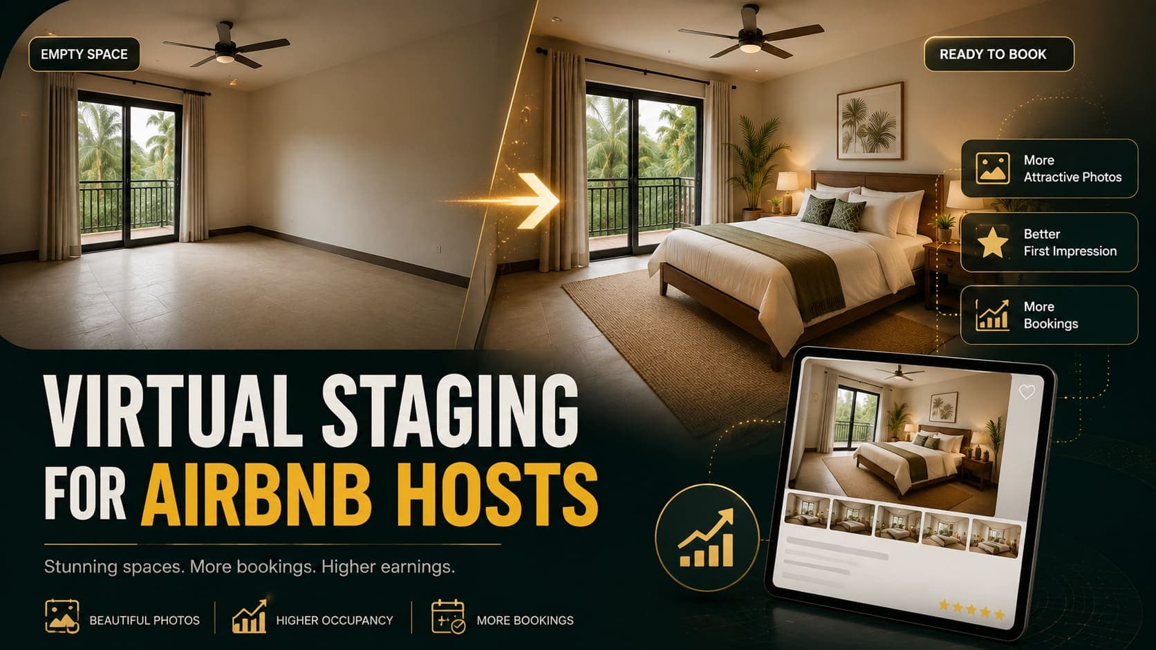 Virtual Staging for Airbnb Hosts: Get More Bookings in 2026