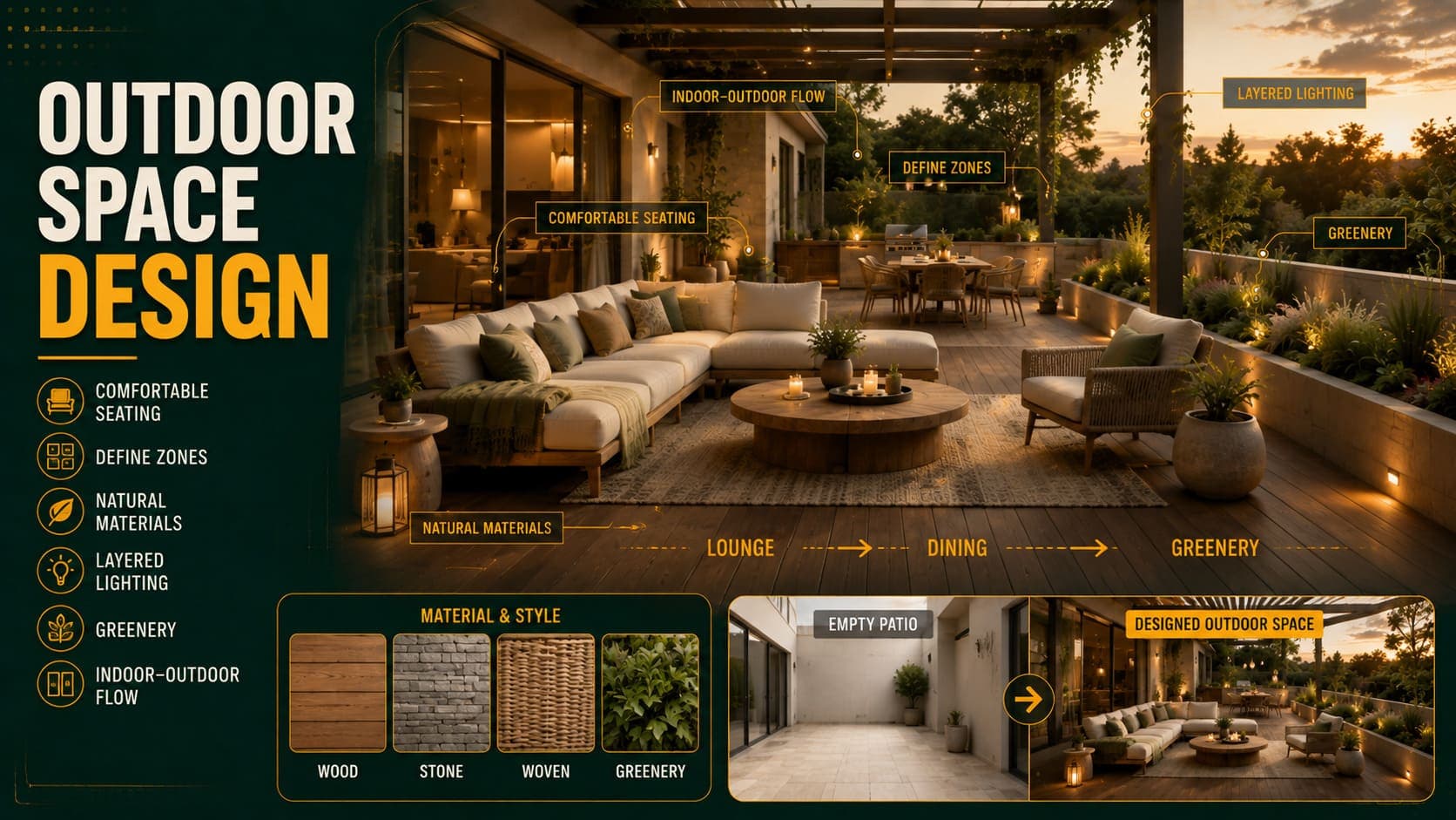 Outdoor Space Design: Gardens, Patios and Balconies